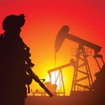 bigstock US soldier with oil rigs on th 30797705