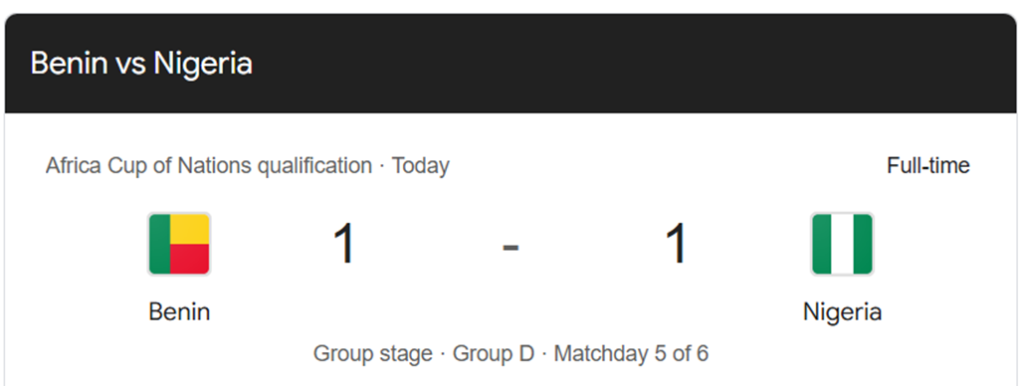 Super Eagles Secure AFCON 2025 Qualification with Draw Against Benin Republic 2 image 1