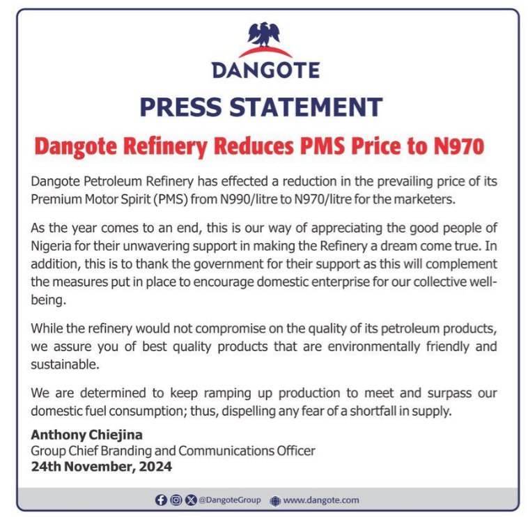 BREAKING NEWS: Dangote Refinery Reduces PMS Price For Marketers. 2 image 23
