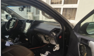 Vandalised toyota prado